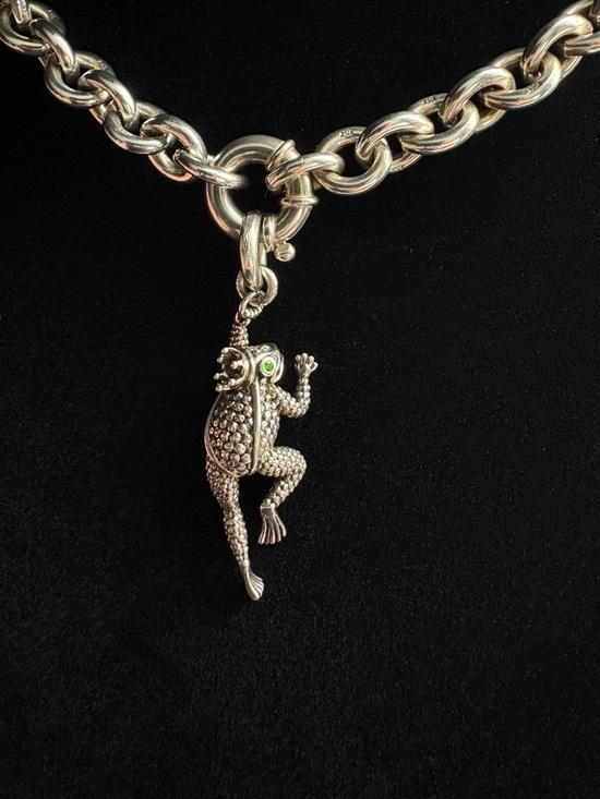 Kieselstein-Cord Jewelry - Kieselstein Cord Frog Prince Sterling Silver Chain Link Necklace & Charm 99.2